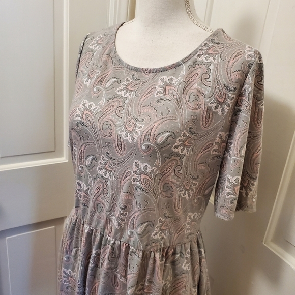 Trixie + LULU pink/gray/white dress-Large - Picture 4 of 10